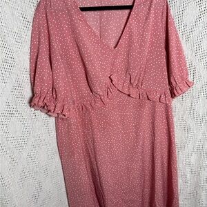 Pink Polka Dot Ruffle Dress